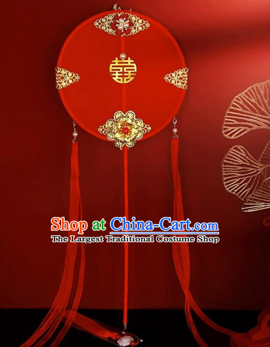 Chinese Style Group Fan Xiuhe Clothing Bride Wedding Wedding Handmade Happy Fan Red Double Sided