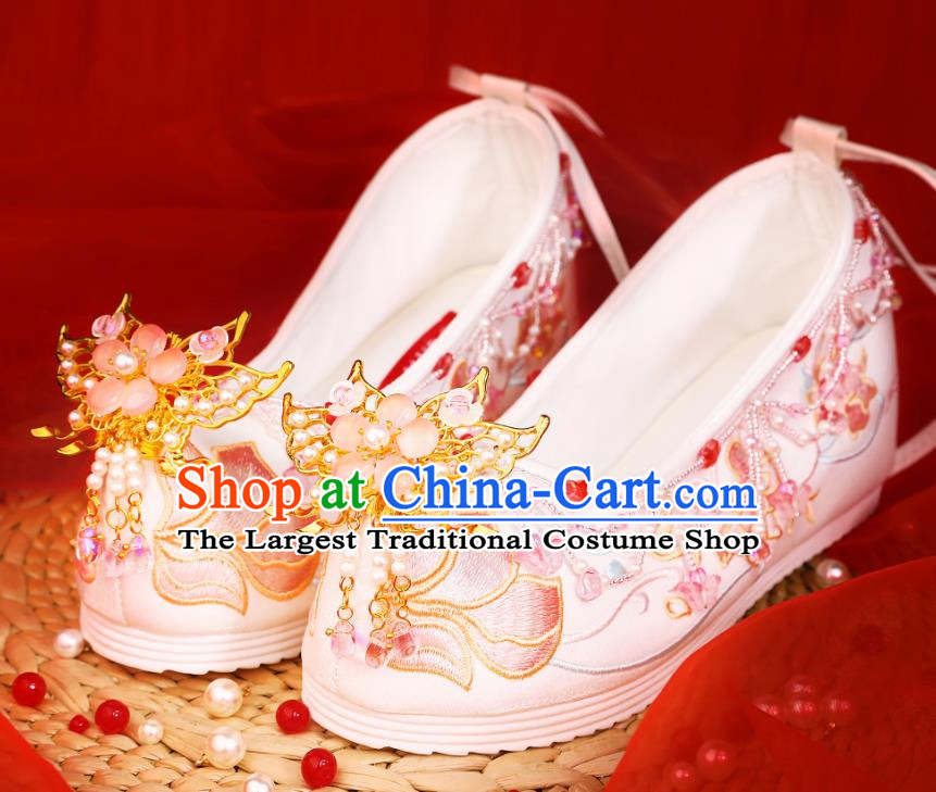 Hanfu Shoes With Heightened Embroidery Flower Shoes Cloth Shoes