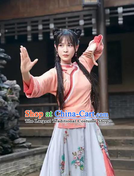 China Ancient Heroic Woman Costumes Qing Dynasty Female Escort Outfit Wuxia TV Series Fei Hu Wai Zhuan Heroine Ma Chunhua Clothing