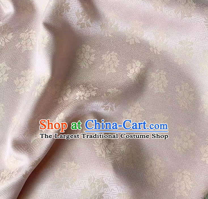 Lilac China Mulberry Silk Classical Trumpet Creeper Pattern Cloth Hanfu Fabric Traditional Jacquard Crepe