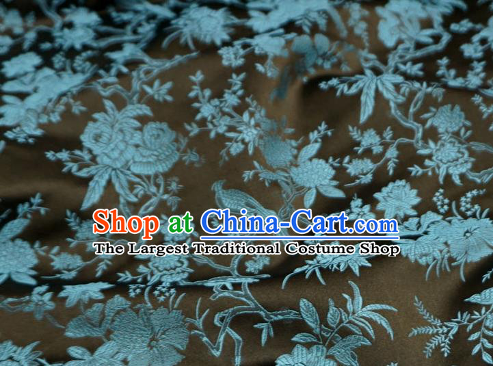 Coffee China Traditional Brocade Fabric Classical Flower Bird Pattern Design Cloth Tang Suit Drapery
