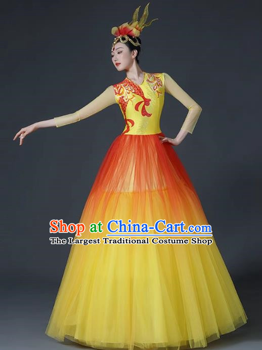Opening Dance Large Swing Skirt Dance Costume Female Classical Stage Brilliant Chinese Modern Dance Performance Costume Song Accompaniment Dance