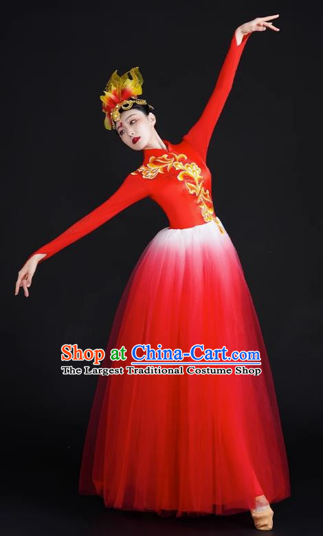 Opening Dance Big Swing Skirt Performance Costume Female Modern Stage Dance Costume Chinese Style Long Skirt In The Lights