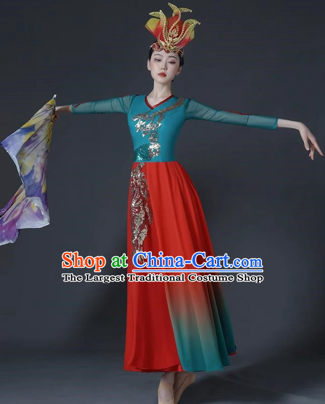 Classical Dance Costume Female Chinese Style Opening Dance Big Swing Skirt Singing and Dancing Performance Costume Modern Chorus Long Skirt