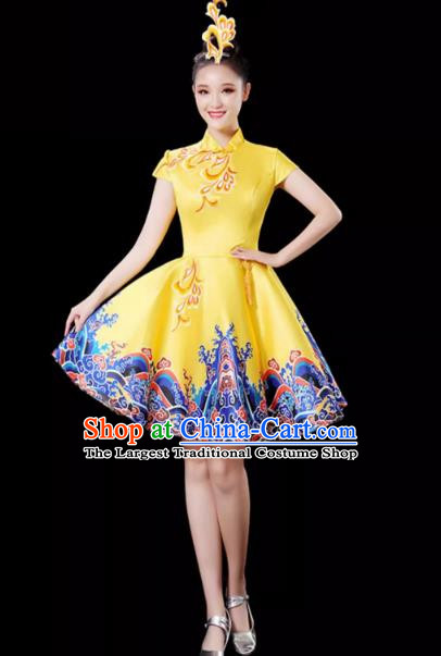 Yellow Modern Dance Costume Female Drumming Costume Performance Costume Fashion Opening Dance Dress