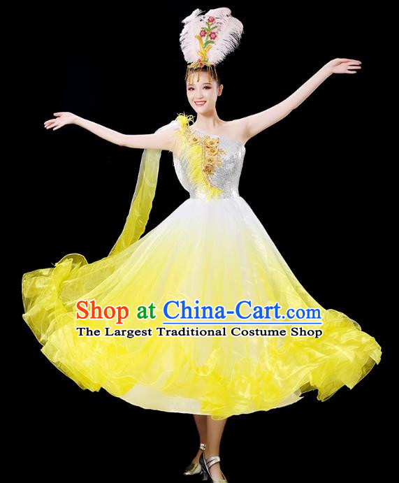 Opening Dance Big Swing Skirt Dance Costume Female Stage Modern Dance Dress Accompaniment Dance Costume Long Skirt