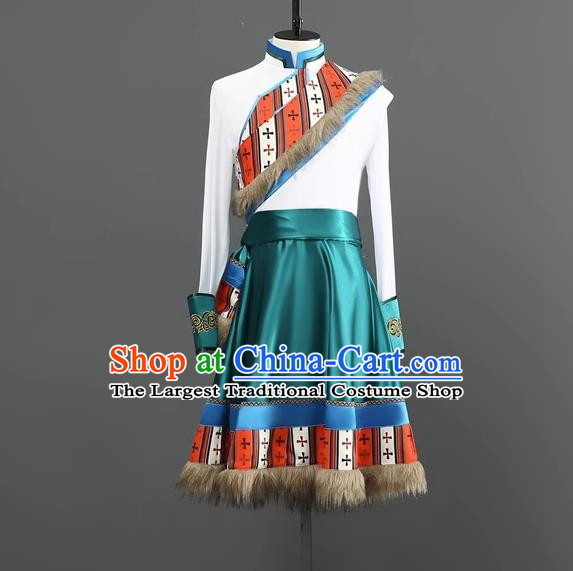 Professional Tibetan Men Short Adult Chinese Minority Ethnic Dance Performance Costumes
