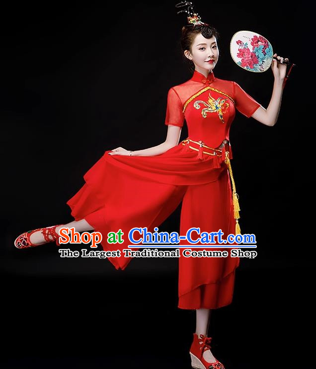 Drumming Costumes Square Dance Costumes Jiaozhou Yangko Dance Costumes Waist Drum Costumes Chinese Style Classical Dance Costumes