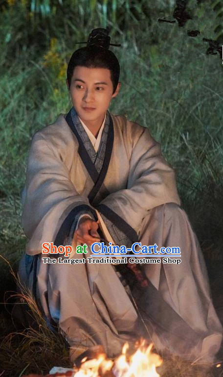 China Young Childe Costumes TV Series An Ancient Love Song Qin Dynasty Scholar Shen Buyan Hanfu Garments