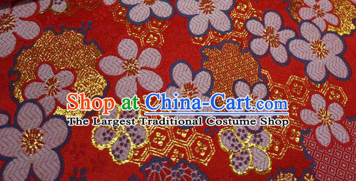 Red Chinese Traditional Design Brocade Fabric New Year Costume Cloth Classical Plum Blossom Pattern Material