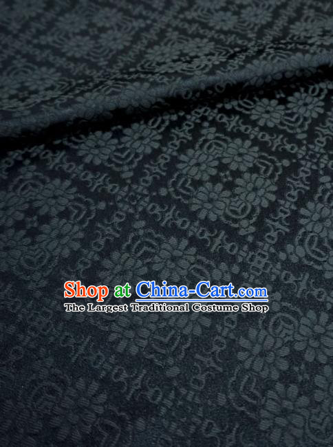 Black China Hanfu Cloth Classical Diamond Pattern Material Traditional Song Dynasty Design Brocade Fabric