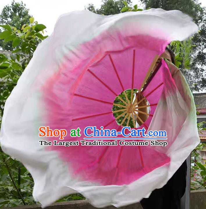 China Lotus Dance Fan Handmade 360 Degree Dancing Fan Green and Pink Circle Fan