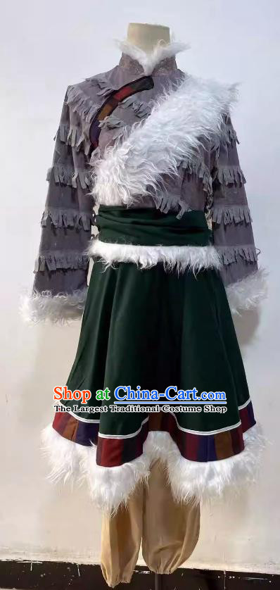 China Zang Nationality Stage Performance Costume Ethnic Dance Outfit Tibetan Women Group Dance Clothing