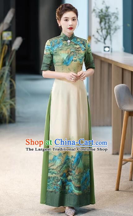 summer aodai vietnam qipao dress for women traditional oriental
