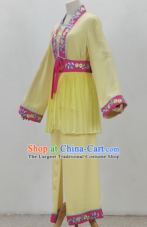 Yellow Drama Costumes Tea Picking Opera Girl Clothes Costumes Huangmei Opera Costumes