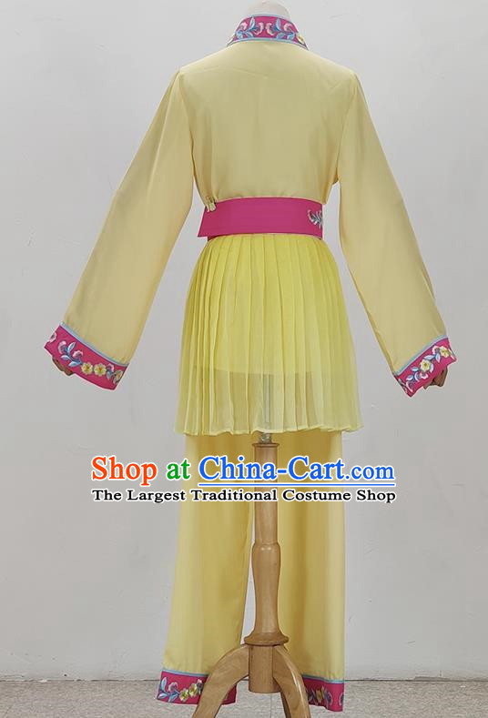 Yellow Drama Costumes Tea Picking Opera Girl Clothes Costumes Huangmei Opera Costumes