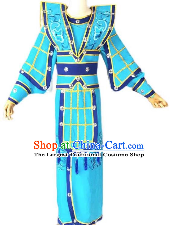 Blue Drama Men Military Uniforms Costumes Shaoxing Opera Huangmei Opera Performance Costumes Official Uniforms Martial Arts Uniforms