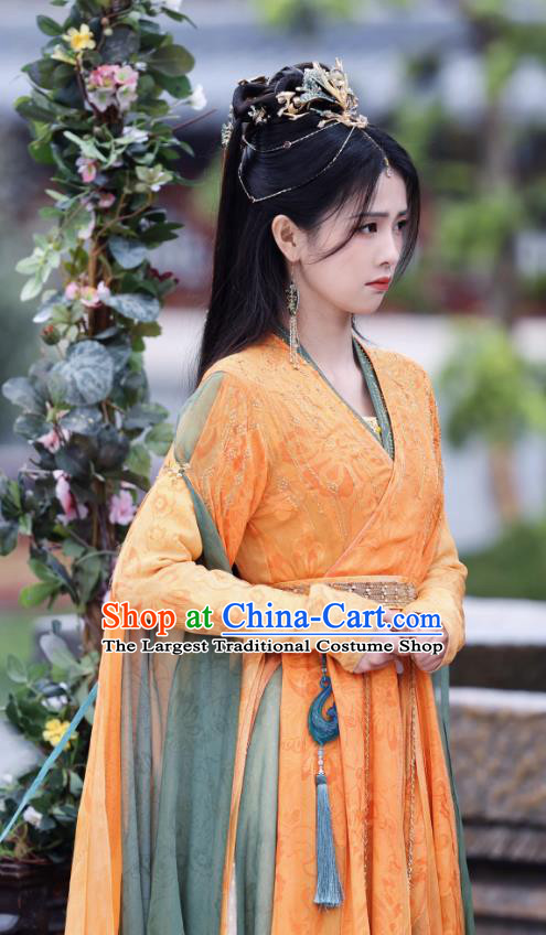 Till The End of The Moon China Ancient Princess Costumes Xianxia Drama Fairy Ye Xiwu Orange Dresses