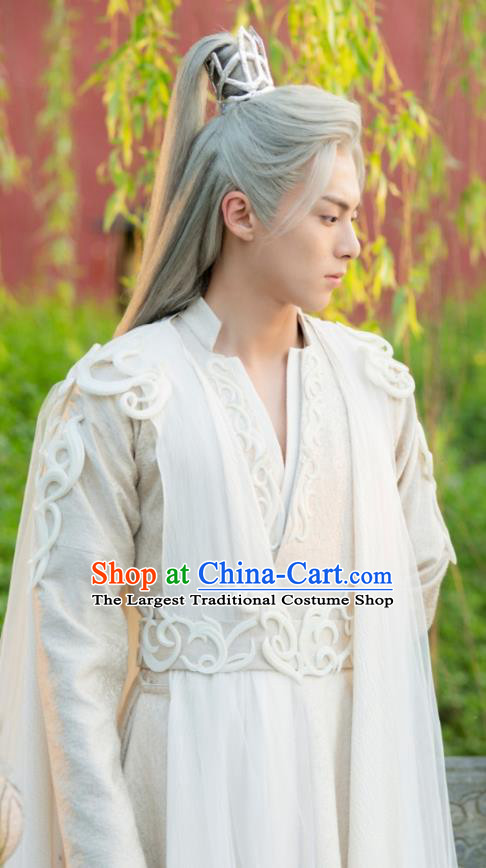Romantic TV Series Miss The Dragon Lord Yuchi Long Yan White Costumes China Ancient King Clothing