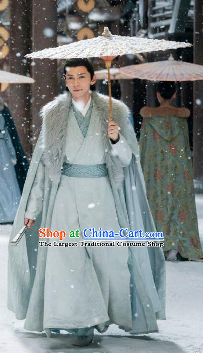 Chinese Ancient Childe Clothing TV Series Destined Chang Feng Du Ye Shi An Garments Song Dynasty Male Winter Costumes