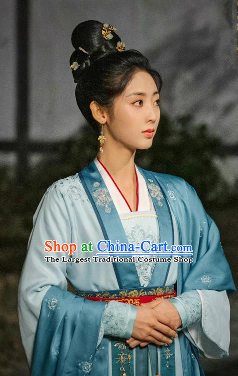 Drama Lost Track of Time Princess Lu An Ran Clothing China Ancient Noble Mistress Historical Costumes Court Woman Blue Dresses
