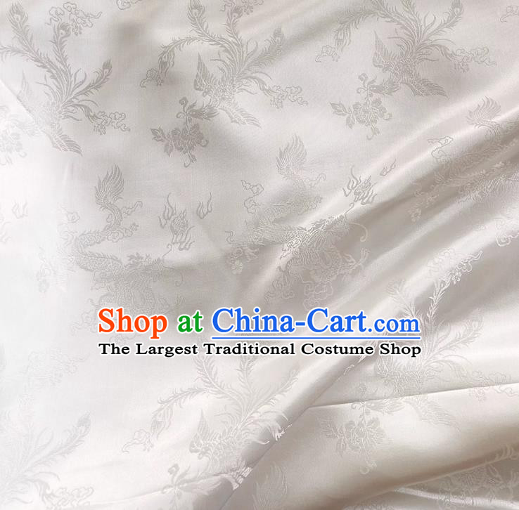White China Classical Dragon and Phoenix Pattern Silk Jacquard Cheongsam Fabric Traditional Material