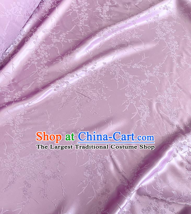 Lilac China Cheongsam Stretch Fabric Traditional Material Classical Embossed Plum Blossom Pattern Silk