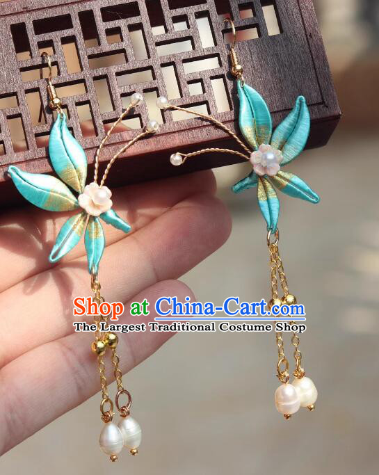 Chinese Handmade Hanfu Ear Jewelries Classical Cheongsam Silk Butterfly Earrings
