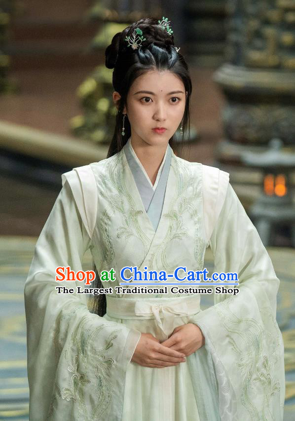 China Ancient Princess Costumes Drama Chong Zi Min Su Qiu Clothing Traditional Hanfu Noble Lady Green Dresses