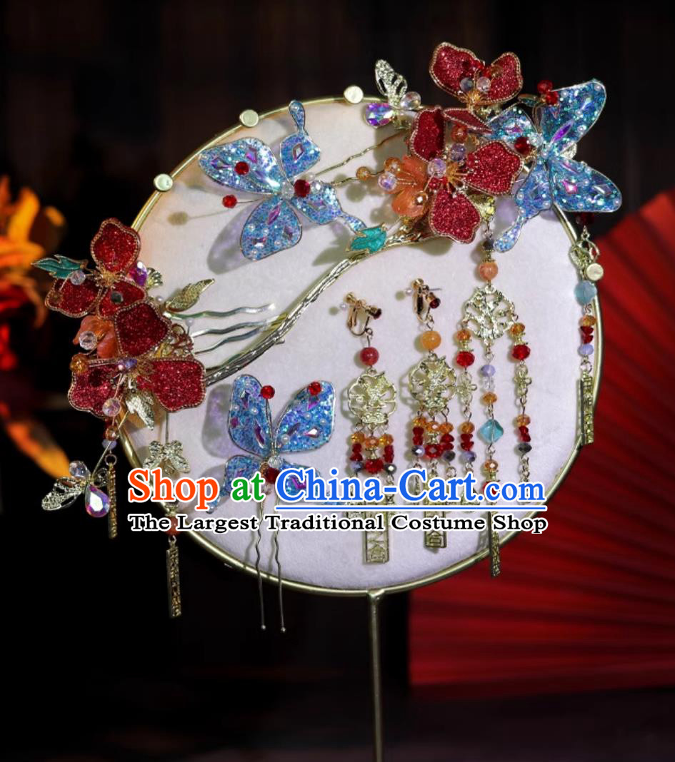 Handmade Cheongsam Headpieces Bride Hairpins Traditional China Wedding Hair Accessories Complete Set