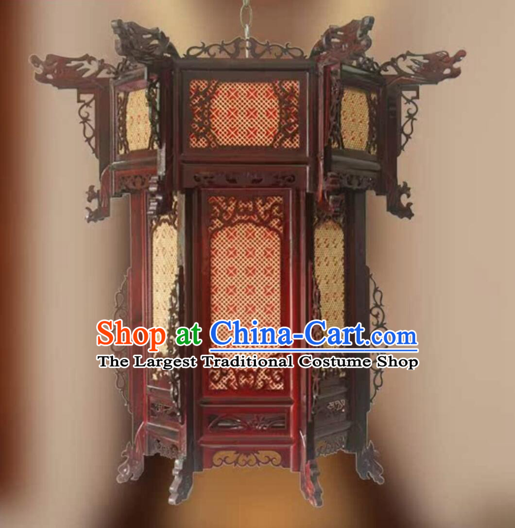 Large Three Layers Antique Style Wood Lantern Handmade Woven Bamboo Thread Lamp Traditional Chinese Palace Lantern
