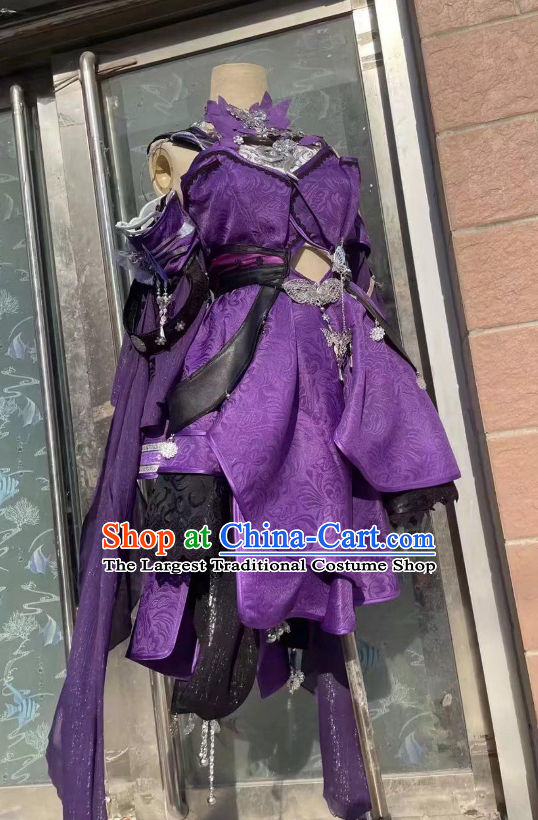 Ancient Chinese Fairy Cosplay Costume China Online Game Sword Heroes Fate Wudu Sect Young Lady Purple Dress