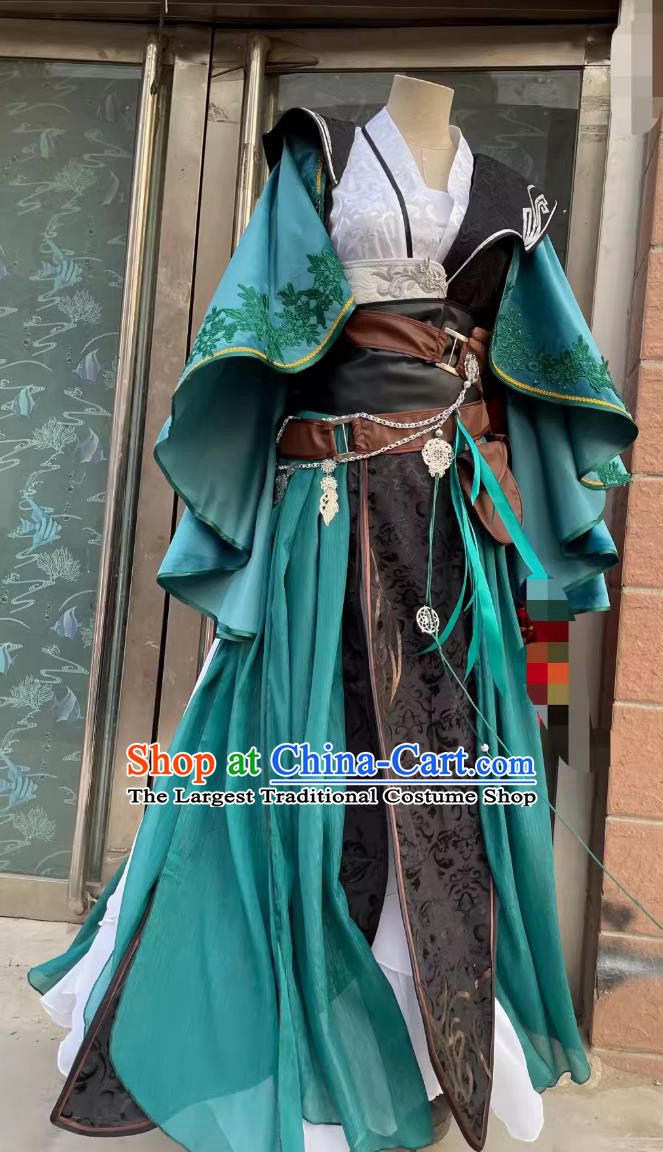 Ancient Chinese Swordswoman Costume China Online Game Sword Heroes Fate Beitian Medical Sect Cosplay Chen Yue Green Dress