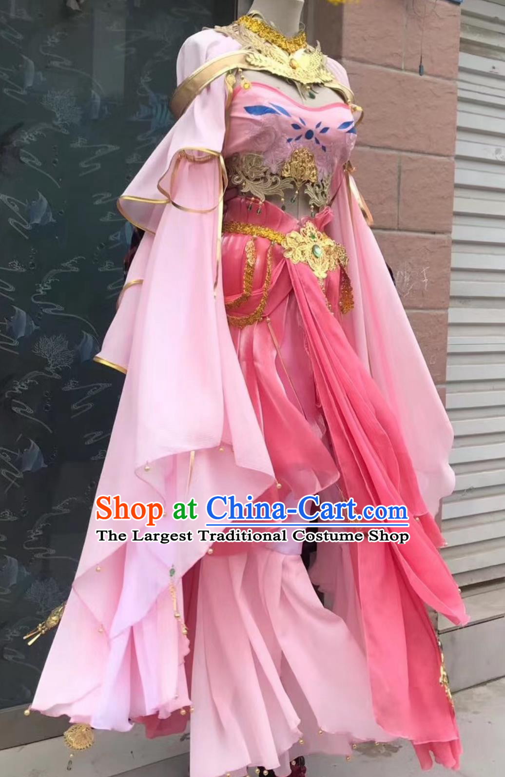 Ancient Chinese Fairy Princess Costume China Online Game Sword Heroes Fate Cosplay Qixiu Hall Young Woman Pink Dress