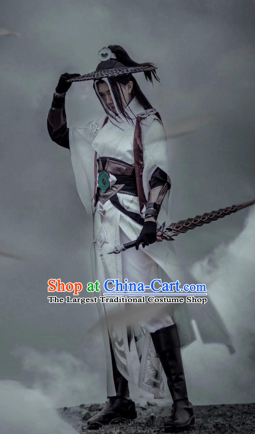 Ancient Chinese Swordsman Costume China Online Game Sword Heroes Fate Cosplay Young Hero White Outfit