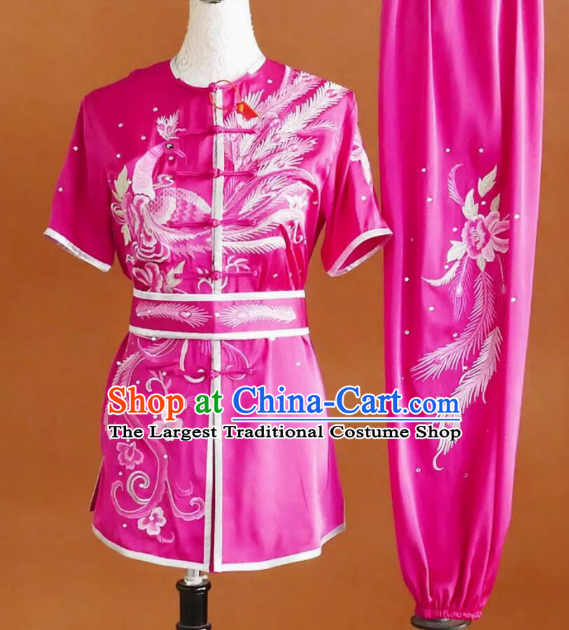Professional Wushu Tournament Championships Costume Chinese Kung Fu Suit China Martial Arts Competition Woman Nanquan Pink Uniform