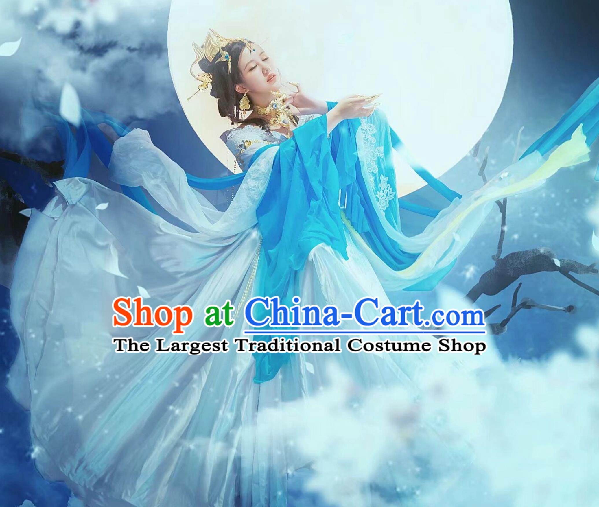 Cosplay Online Game Sword Heroes Fate Qixiu Hall Costume China Young Beauty Blue Dress Ancient Chinese Goddess Clothing