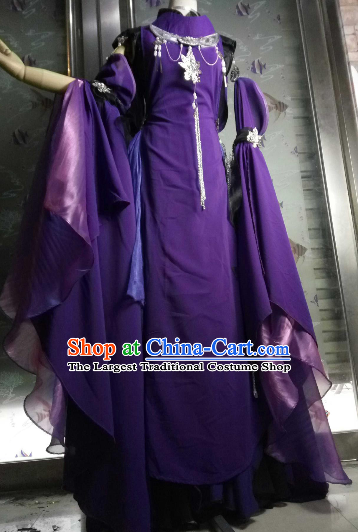 Cosplay Online Game Sword Heroes Fate Wudu Sect Swordswoman Costume China Wuxia Heroine Purple Dress Ancient Chinese Clothing