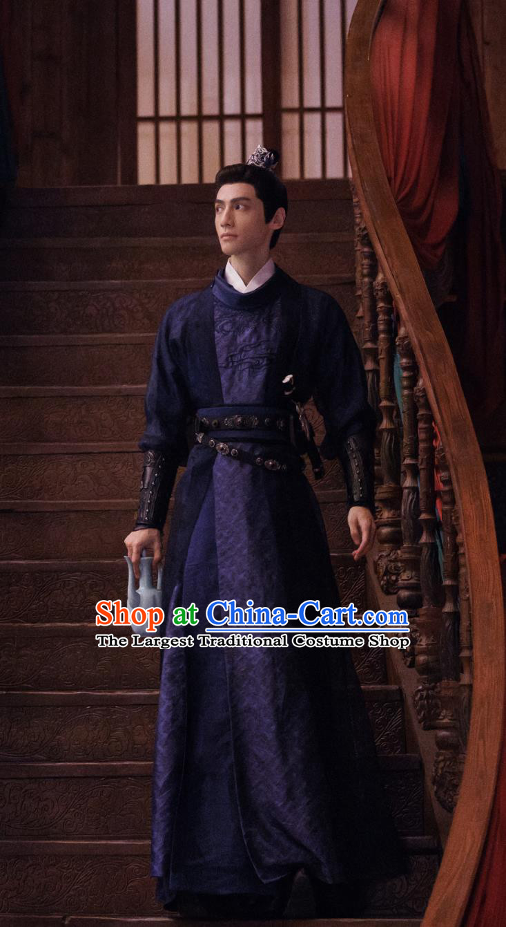 TV Series Drama Follow Your Heart Prince Jiang Xin Bai Purple Costume Ancient China Warrior Clothing Traditional Chinese Tang Dynasty Hanfu