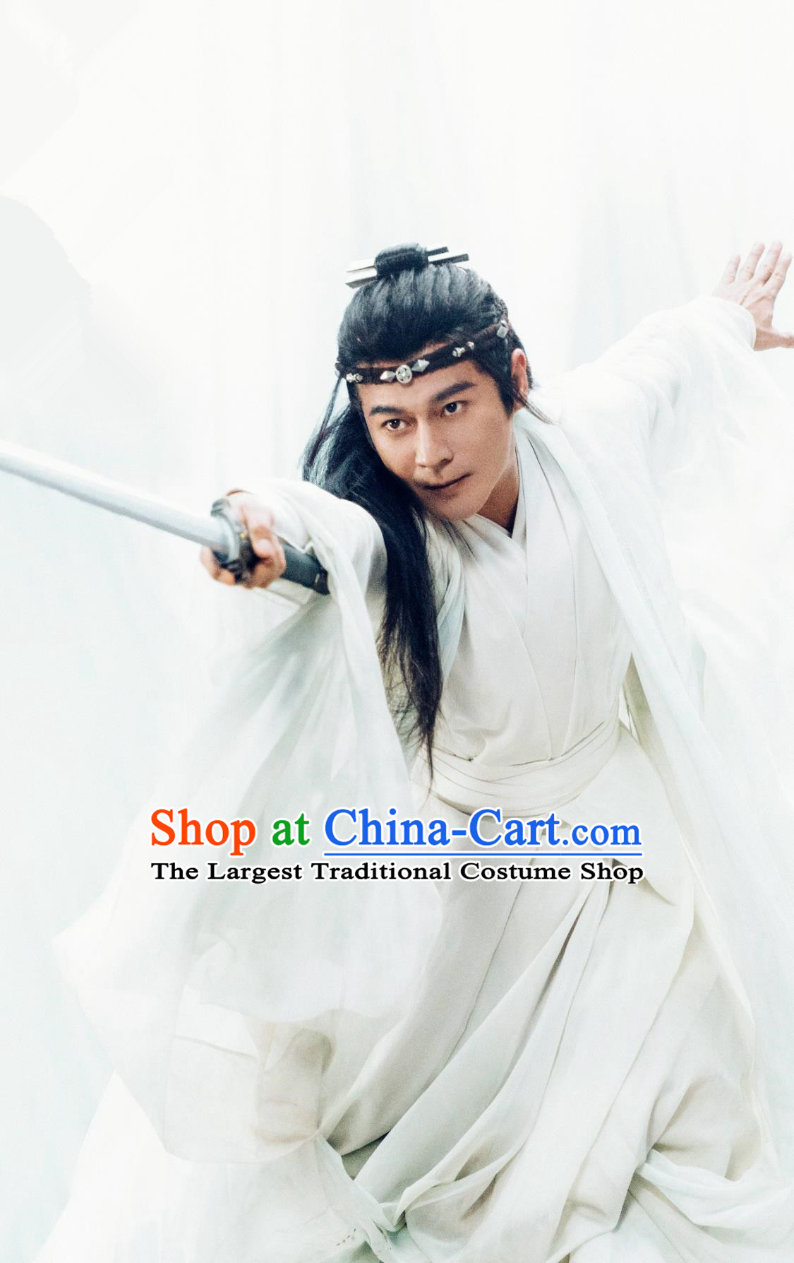 Ancient China Swordsman Clothing Traditional Chinese White Hanfu TV Series Qing Yu Nian Warrior Ying Zi Costume