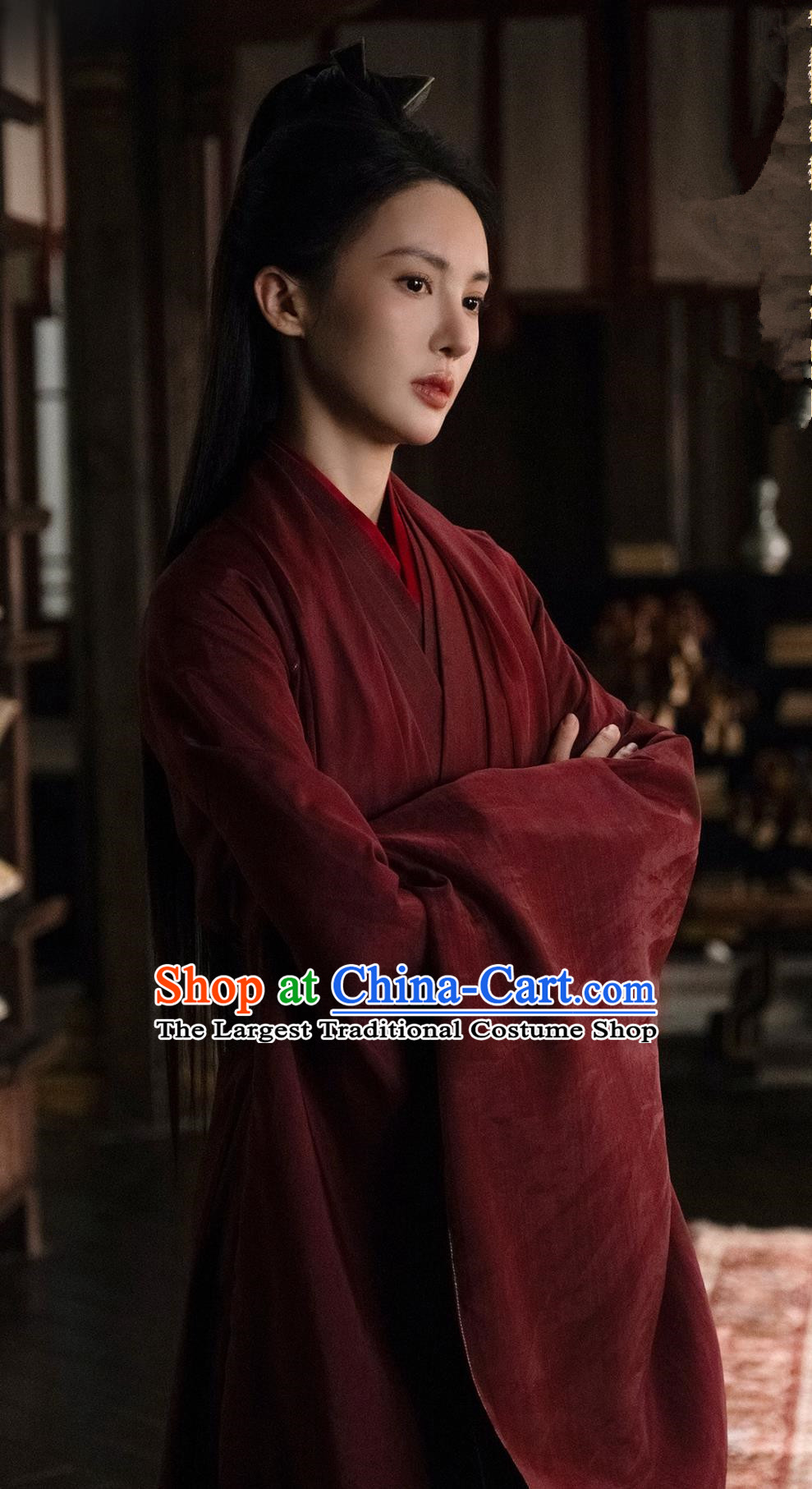 TV Series Qing Yu Nian Female Warrior Ye Ling Er Costume Ancient China Swordswoman Clothing Traditional Chinese Dark Red Hanfu Dress