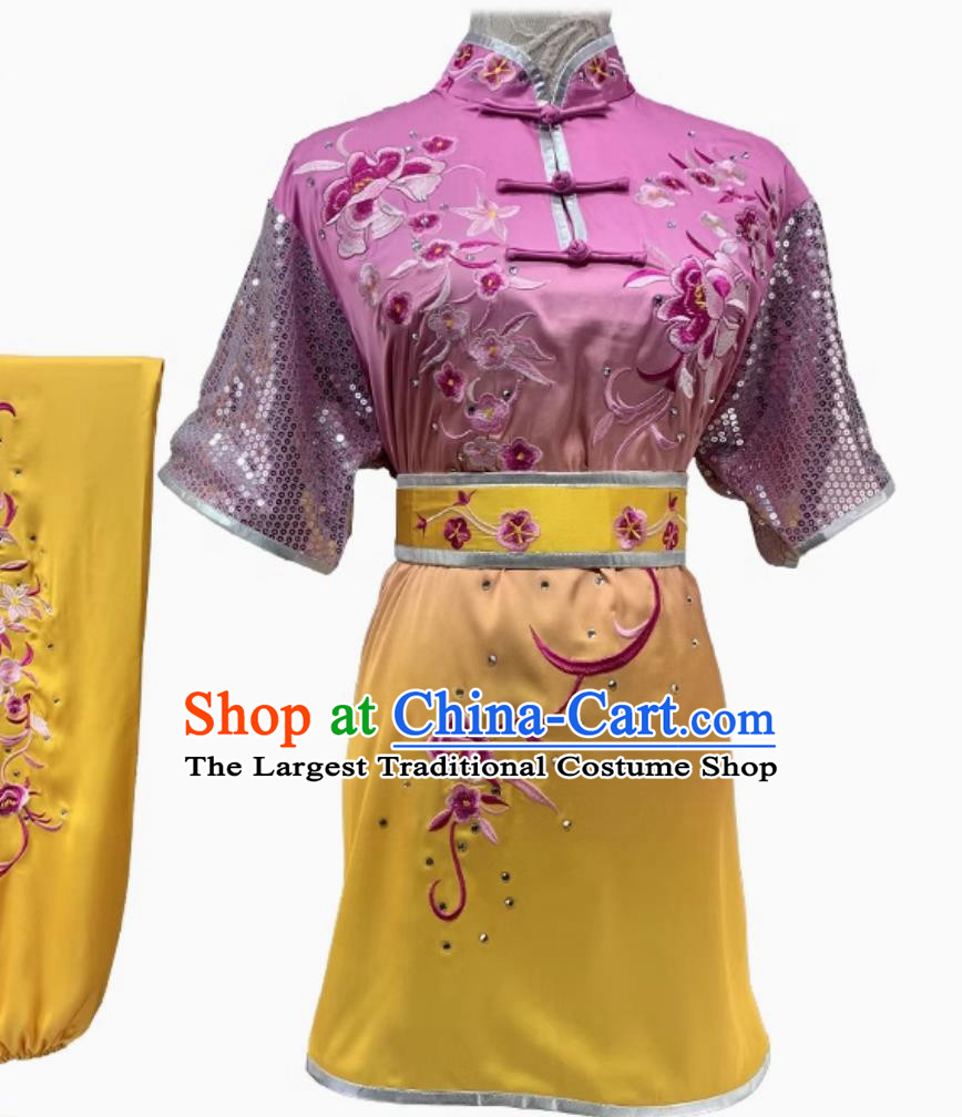 Chinese Kung Fu Suit Embroidered Mulan Competition Outfit Wushu Tournament Clothing Traditional Martial Arts Costume