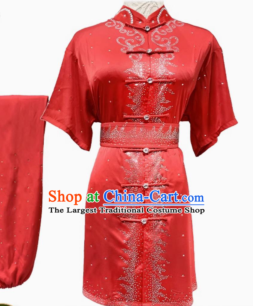 Top Wushu Competition Outfit Martial Arts Tournament Clothing Traditional Kung Fu Costume Chinese Changquan Red Uniform