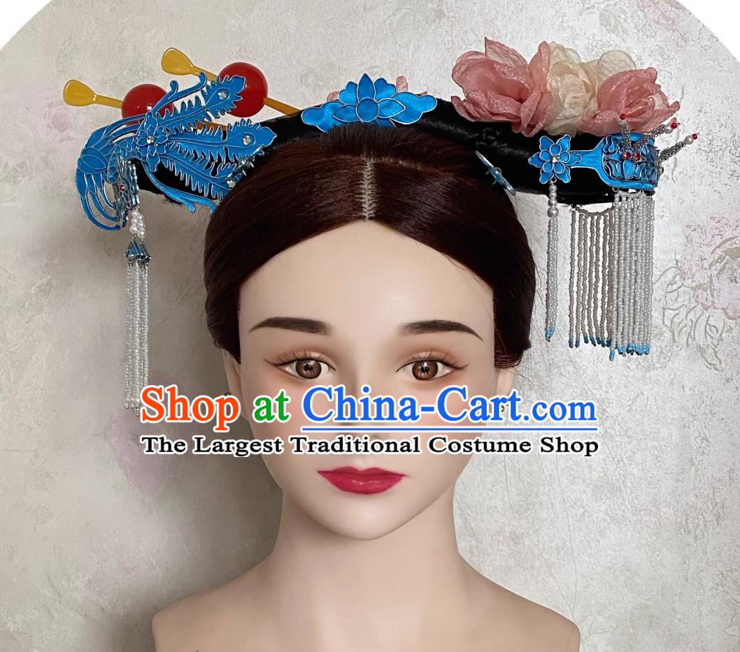 Traditional Chinese Headdress China Qing Dynasty Court Woman Headpiece TV Series Mei Hua Lao Princess Lan Xin Headgear
