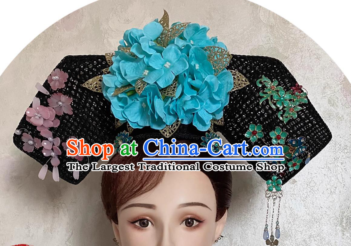 China Qing Dynasty Manchu Lady Hat Traditional Chinese Headdress TV Series My Fair Princess Qing Er Headgear