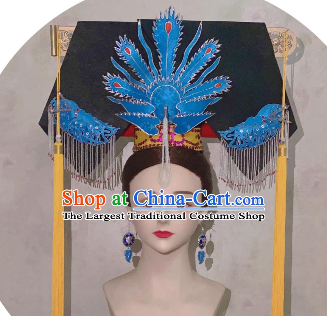 China Qing Dynasty Empress Dowager Phoenix Hat Traditional Chinese Manchu Woman Headdress TV Series Princess Pearl Queen Mother Headgear