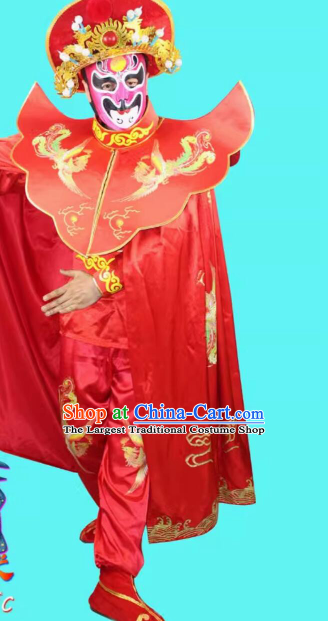 Chinese Mask Change Costume and Hat Traditional Bian Lian Red Outfit Professional Sichuan Opera Mask Changing Clothing Complete Set