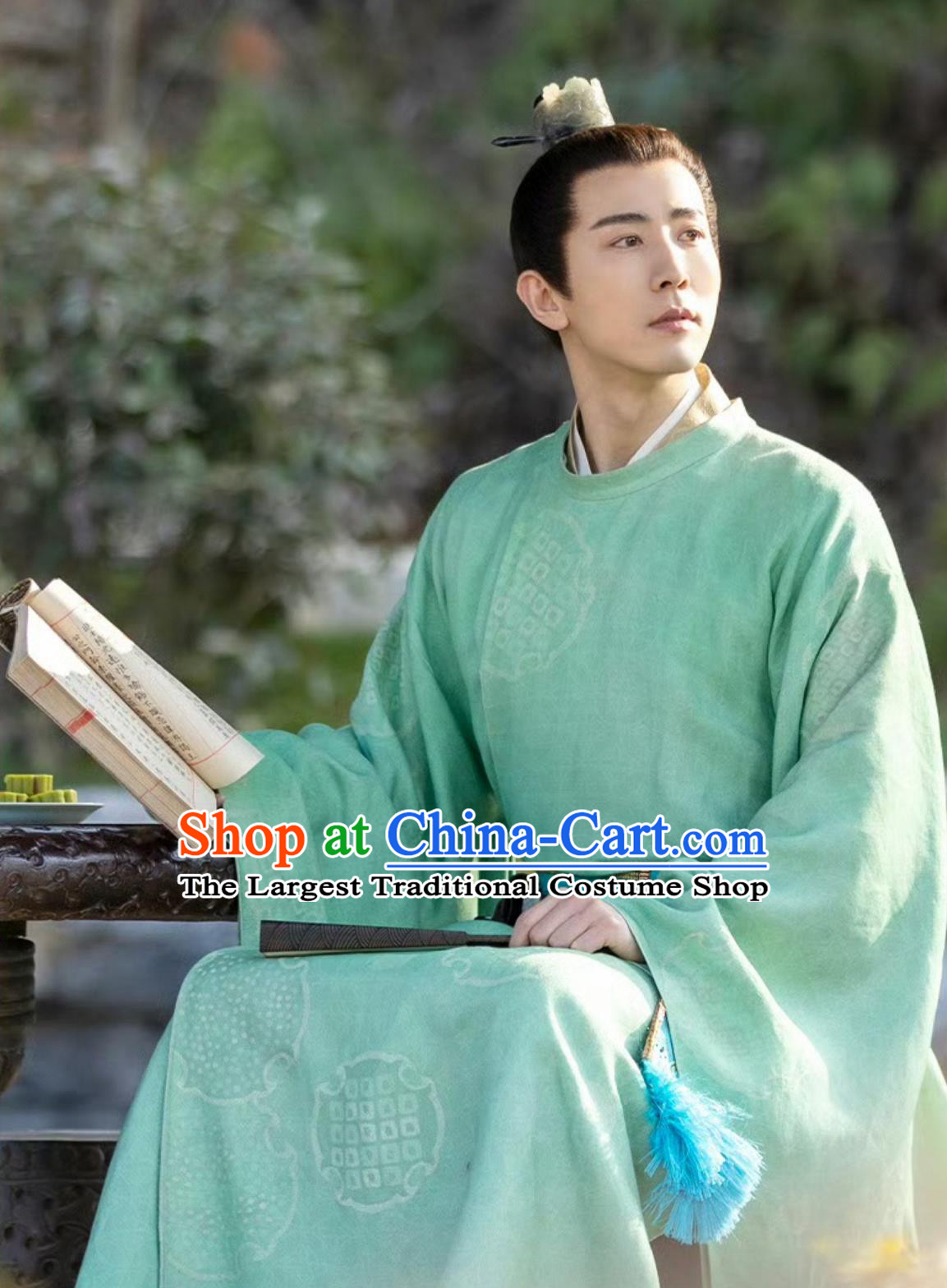 Traditional Chinese Xianxia Drama Green Hanfu TV Series Sword and Fairy Scholar Liu Jin Yuan Costume Ancient China Young Childe Clothing