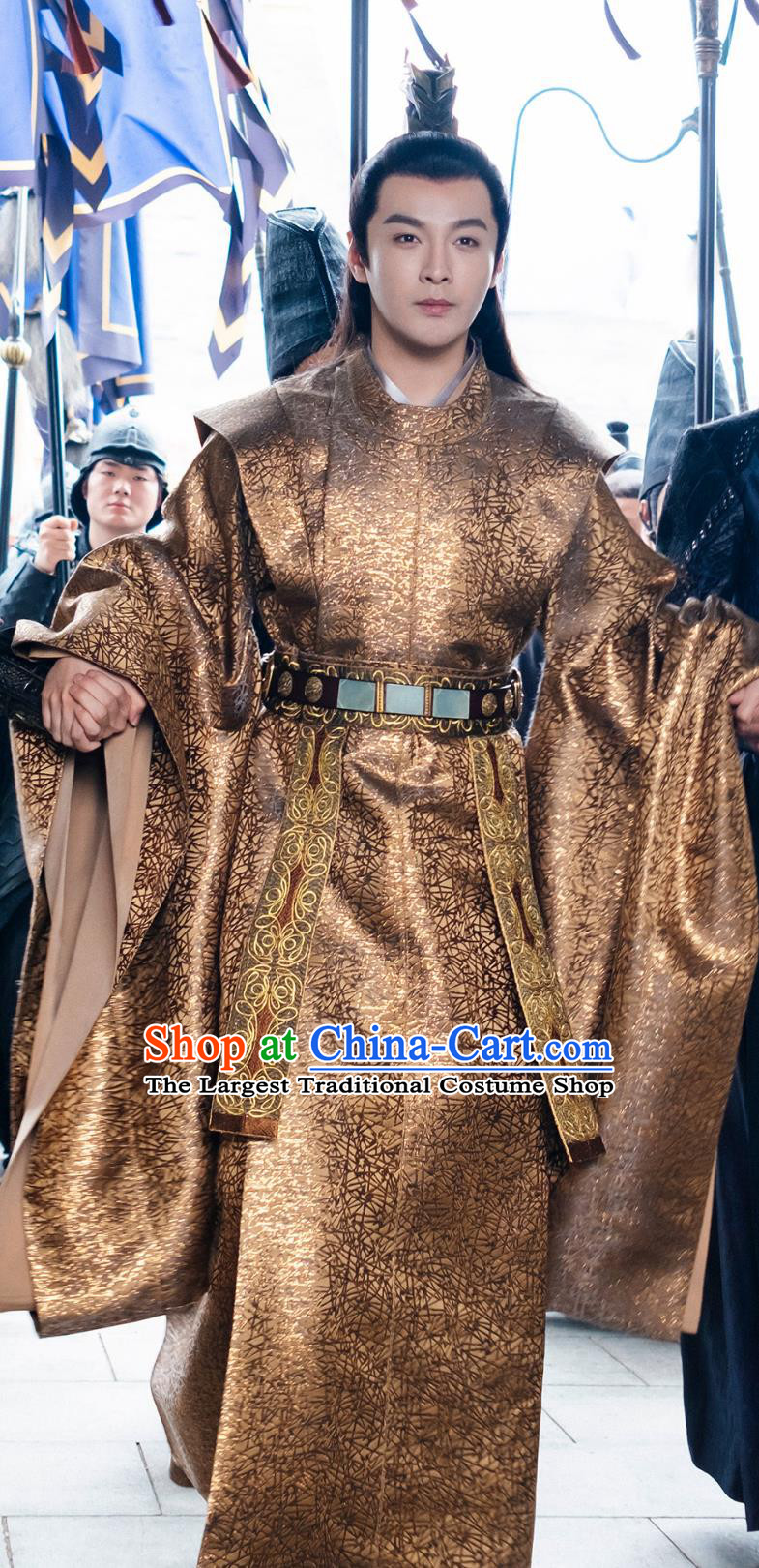 Ancient China Crown Prince Clothing Traditional Chinese Hanfu TV Series Qing Yu Nian Li Cheng Qian Golden Costume