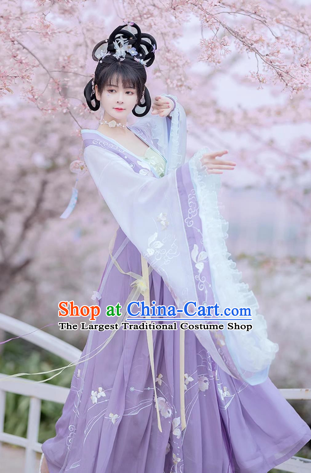 Traditional Chinese Purple Hanfu Dress Ancient China Flower Fairy Costume Jin Dynasty Princess Embroidered Clothing